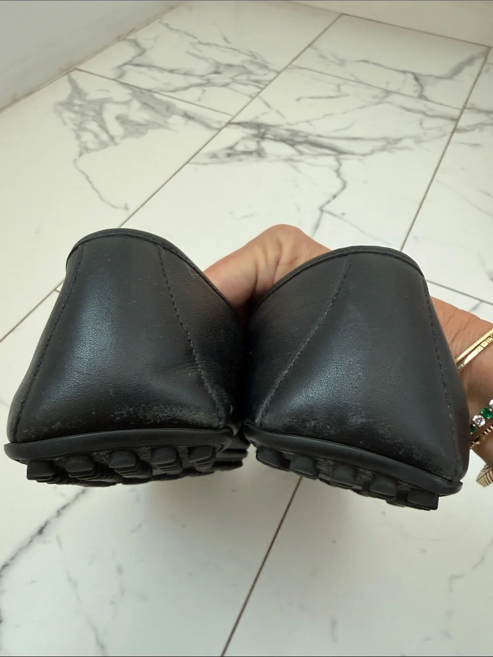 Gucci Black Leather Loafers with Red & Green Web and Silver Horsebit